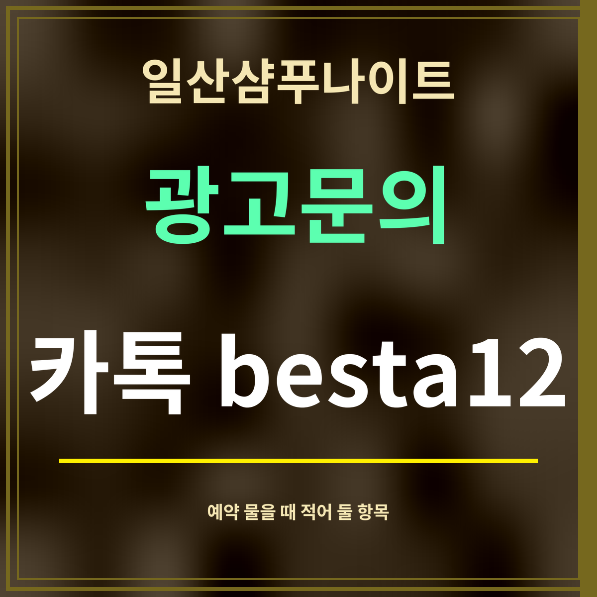 일산샴푸나이트 · 광고문의 · 카톡 besta12